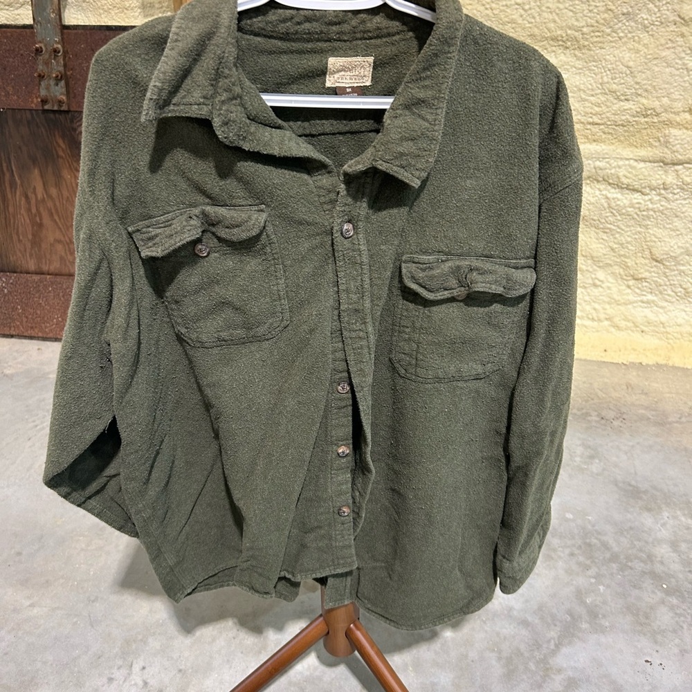 Olive Green Button-Up Shirt
